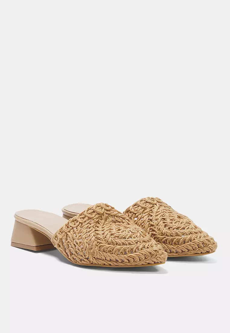 Knitted Block Heeled Slippers