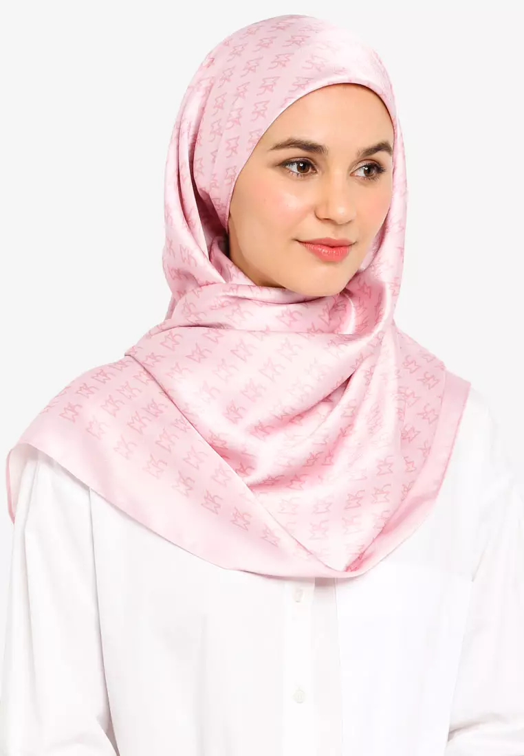 pink monogram scarf