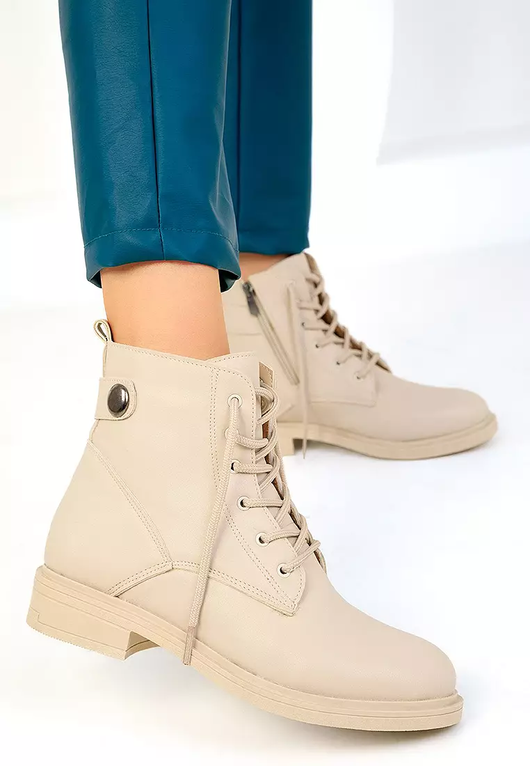 Round Toe Combat Ankle Boots