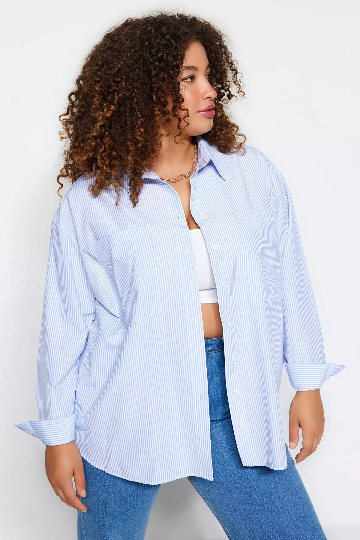 Plus Size Pinstripe Shirt
