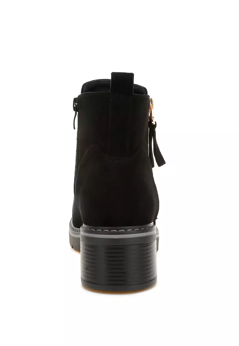 Sepatu Bot Ritsleting Microfiber Warna Hitam