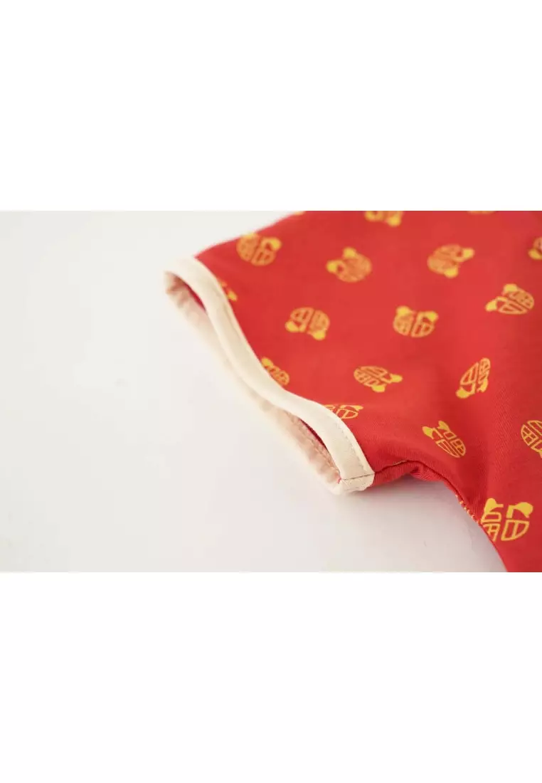 Blessing and Joy Family Set with Lucky Fu Characters Baby Kids Girl Cheongsam Dress 0830