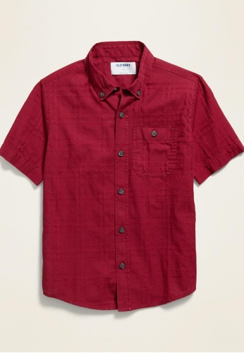 Shop Old Navy Textured Dobby Short Sleeve Shirt For Boys Online On Zalora Philippines