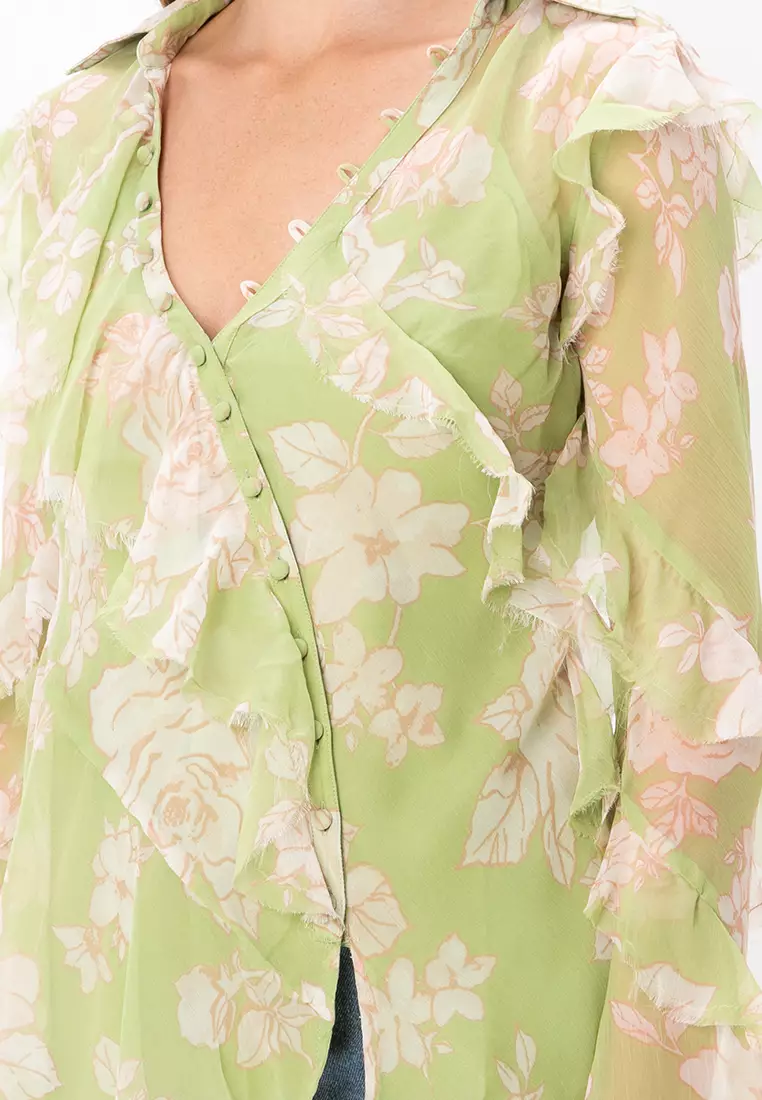 Buy ASOS Design V-Neck Ruffle Button Edge Blouse 2025 Online