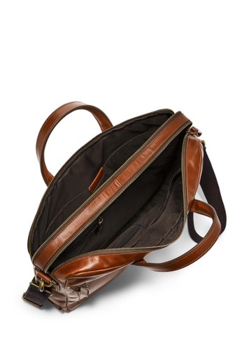 Jual Fossil Fossil Haskell Double Zip Workbag Cognac 