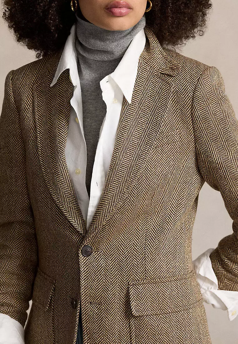 Herringbone Linen-Blend Blazer
