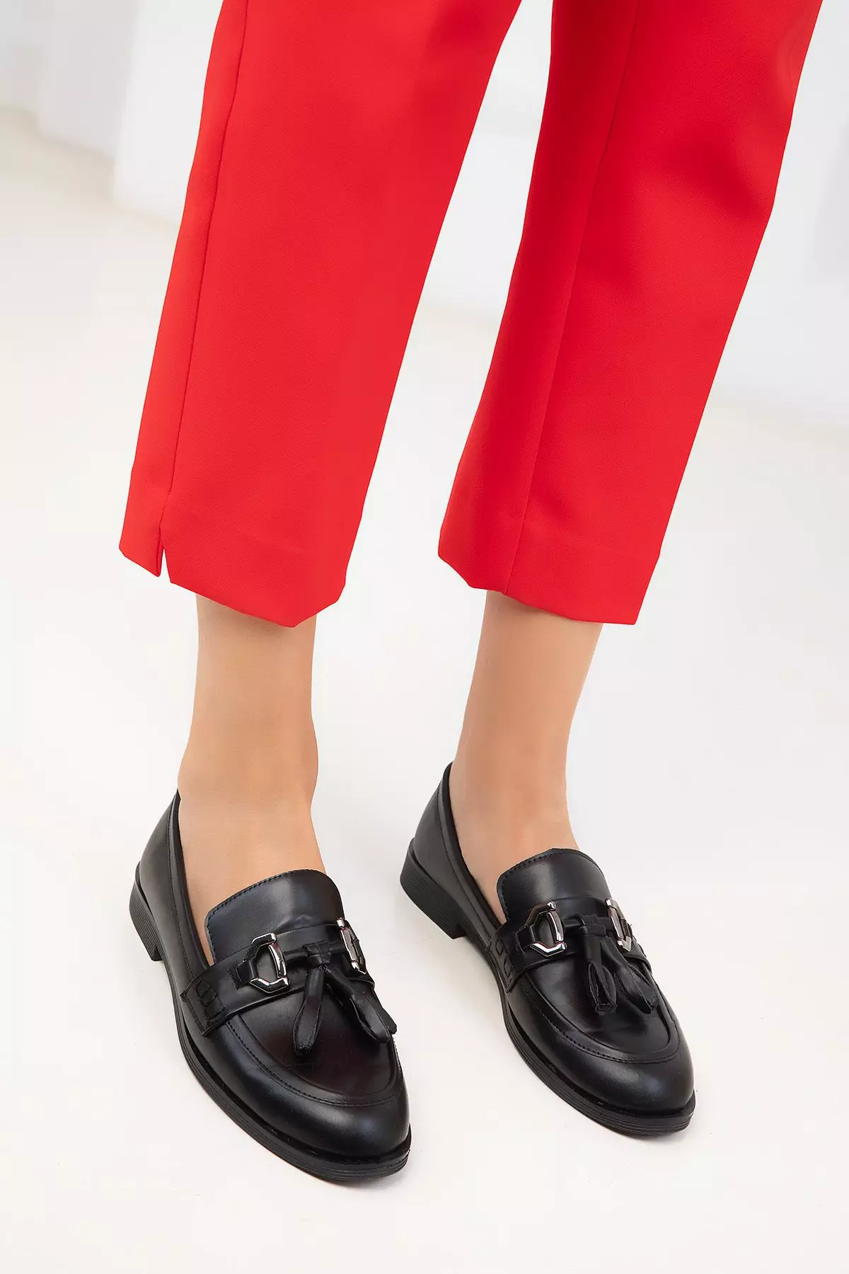 Discount on Soho  shoes - SKU: Faux Leather Loafers with Accessory Detail