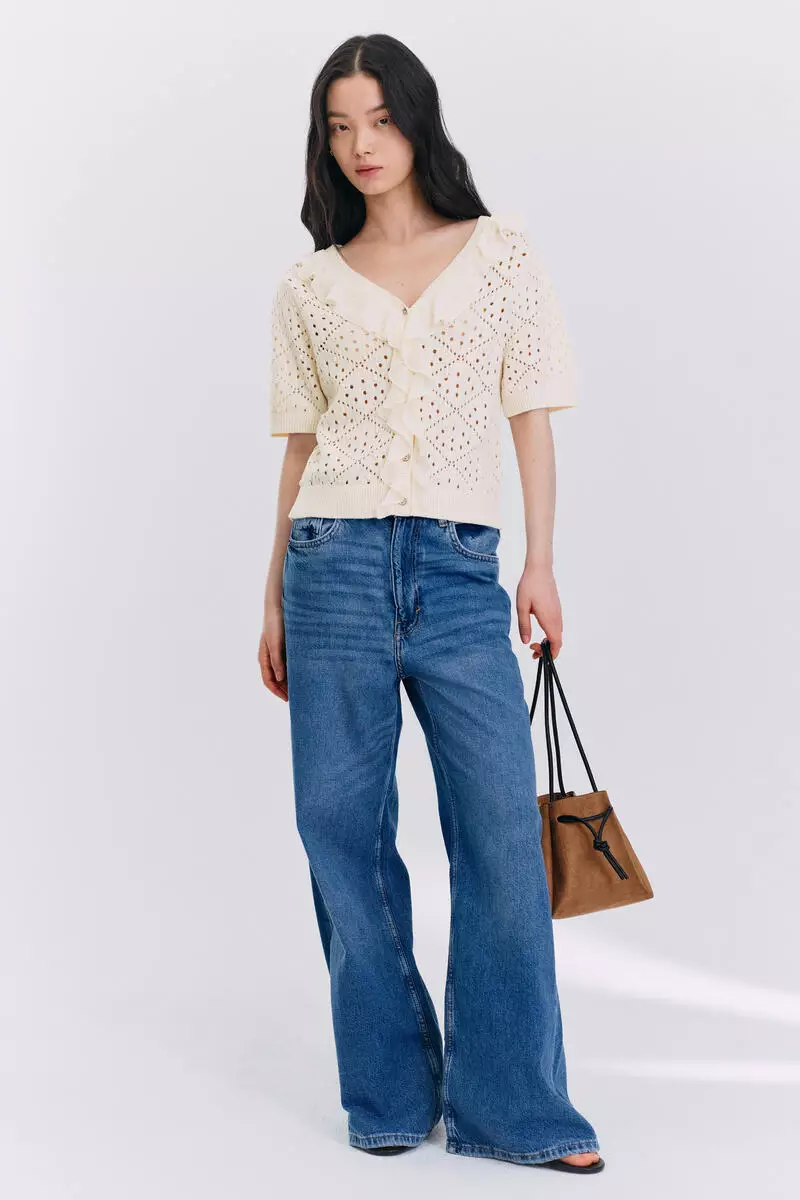 Flounce-trimmed cardigan