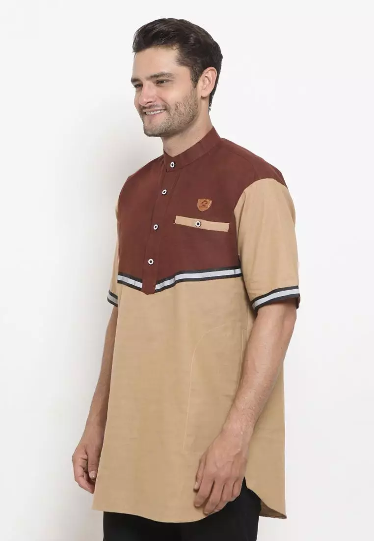 Zayidan Baju Koko Gamis Muslim Pria Shiddiq - Cream