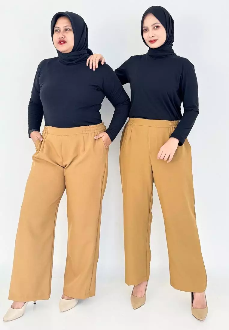 Kia Pants (Celana Basic Kantor) Bigsize - Coklat