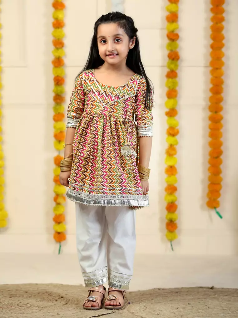 Rangrez Abstract Print Girls Anarkali Pajama Set