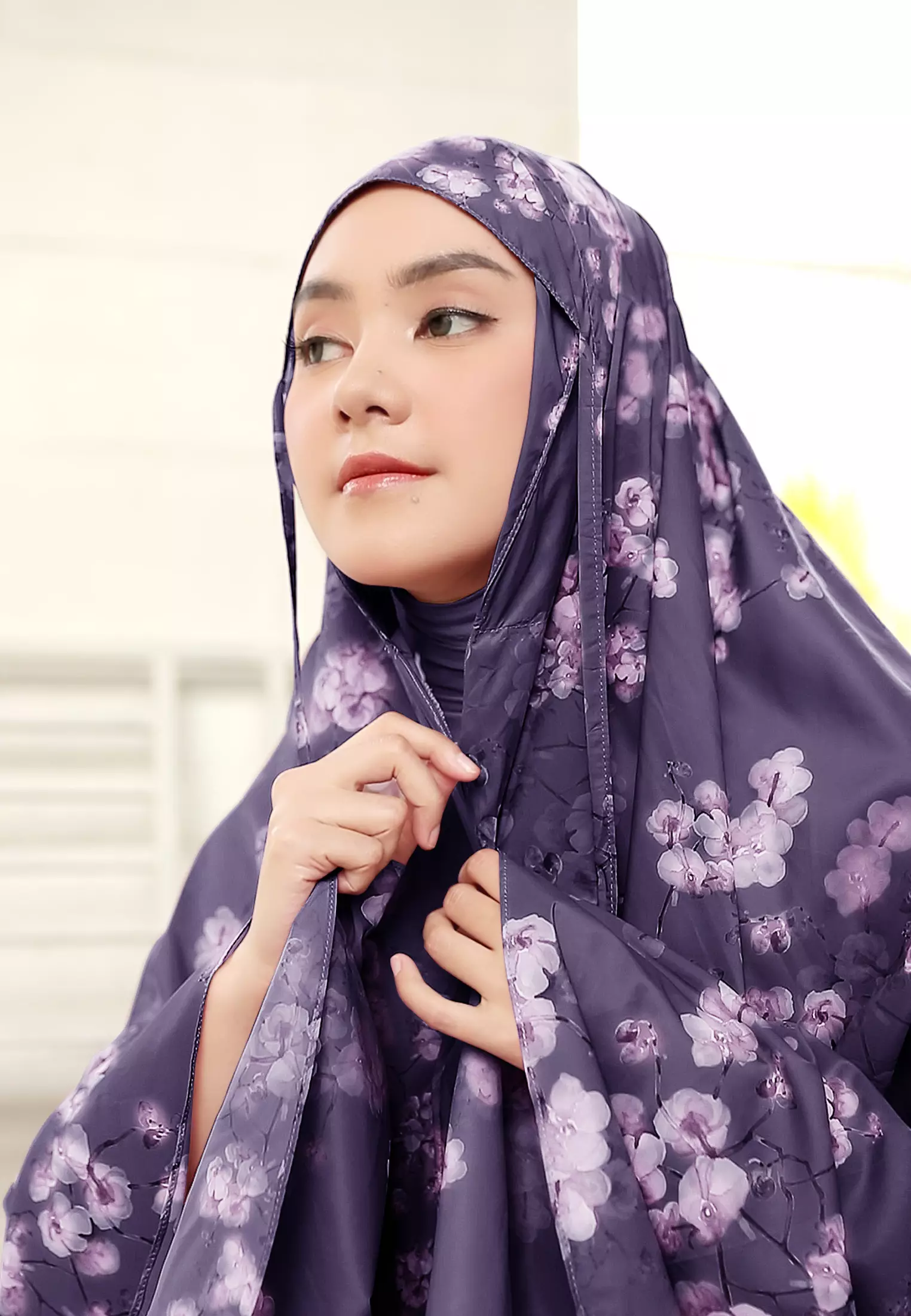 Zelena - Puspa Prayer Set | Mukena Motif 2in1 Resleting Travel - Night Purple