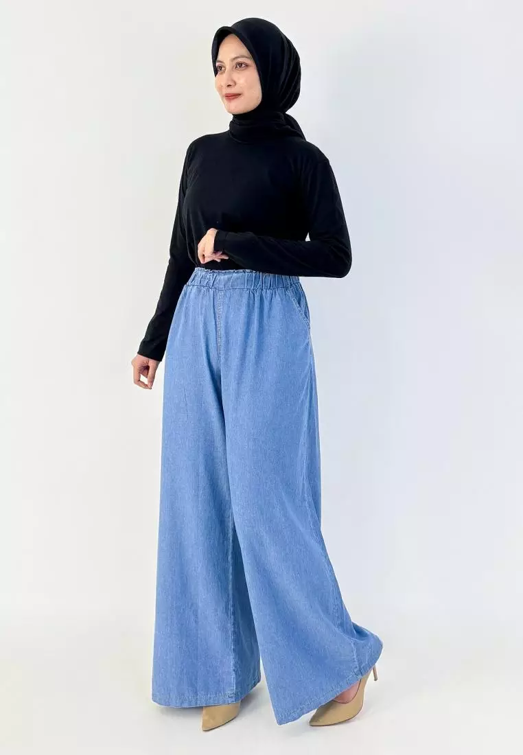 Wella Palazzo (Celana Panjang Bawah Lebar) Panjang 104 cm Biru Muda