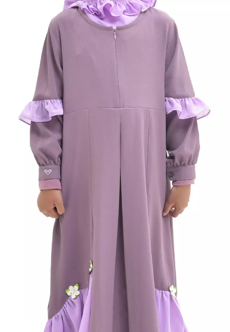 Rabbani - Setelan Gamis Dress Muslim Anak Bani Batuta Khimar Amanda Exclusive - Purple Lilac