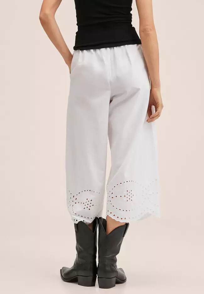 Embroidered Cotton Pants