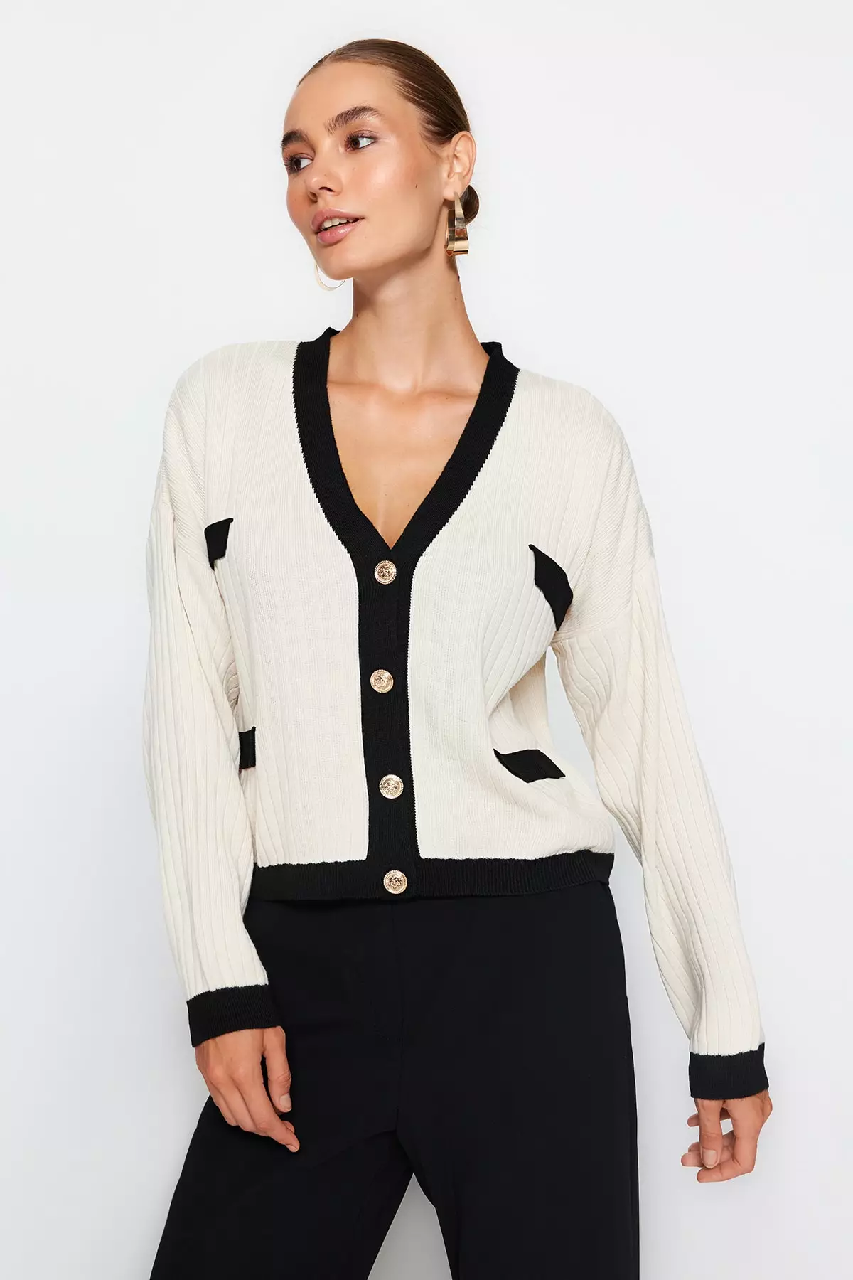 Color Block Knitwear Cardigan