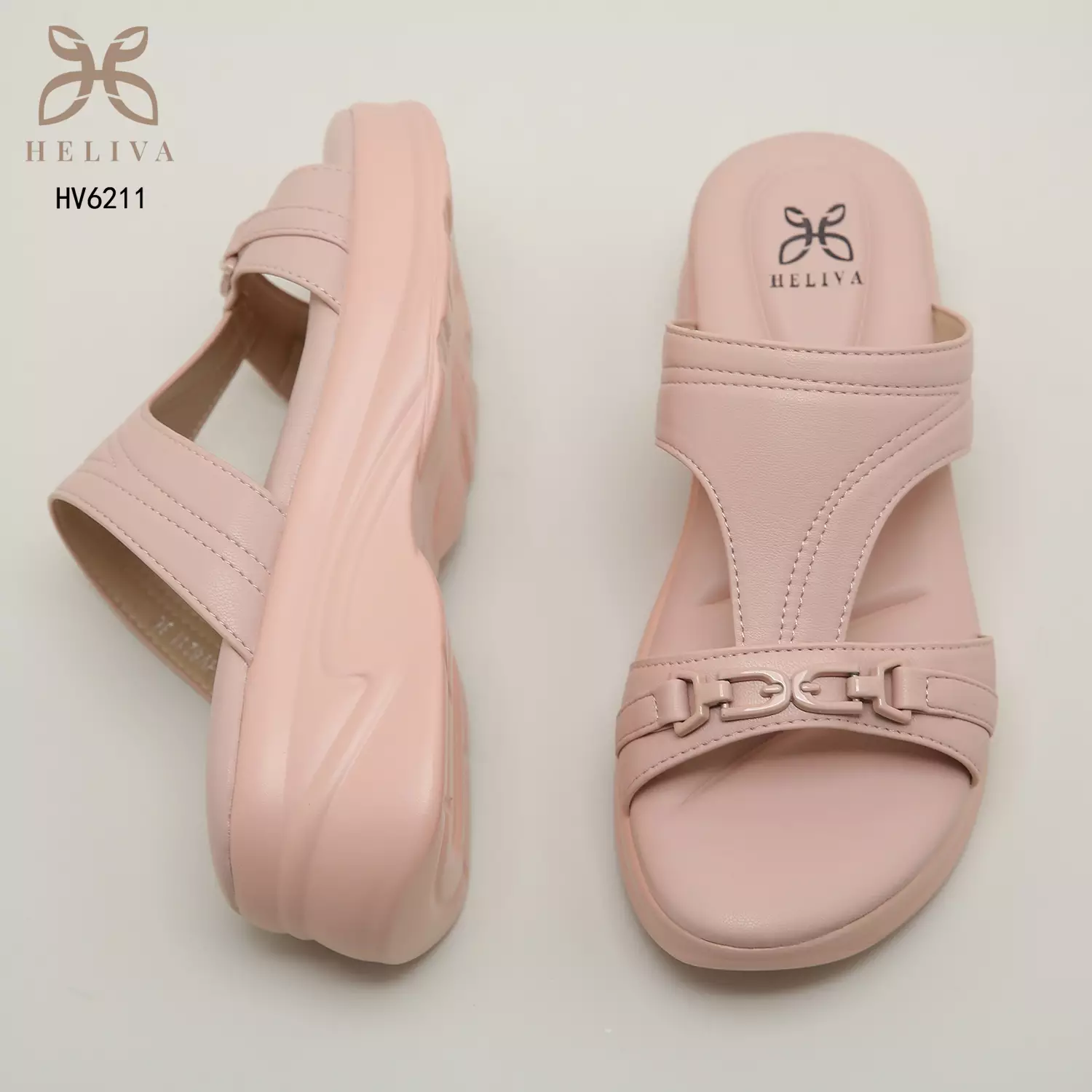 Heliva Joyce Lady Sandals Wedges Double Strap Chain Sol 5cm