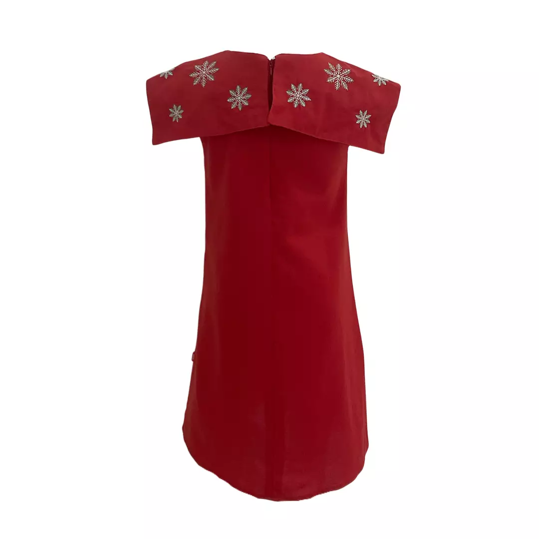 Pingu Long Dress Anak Perempuan Bordir Flower Merah 91001133G