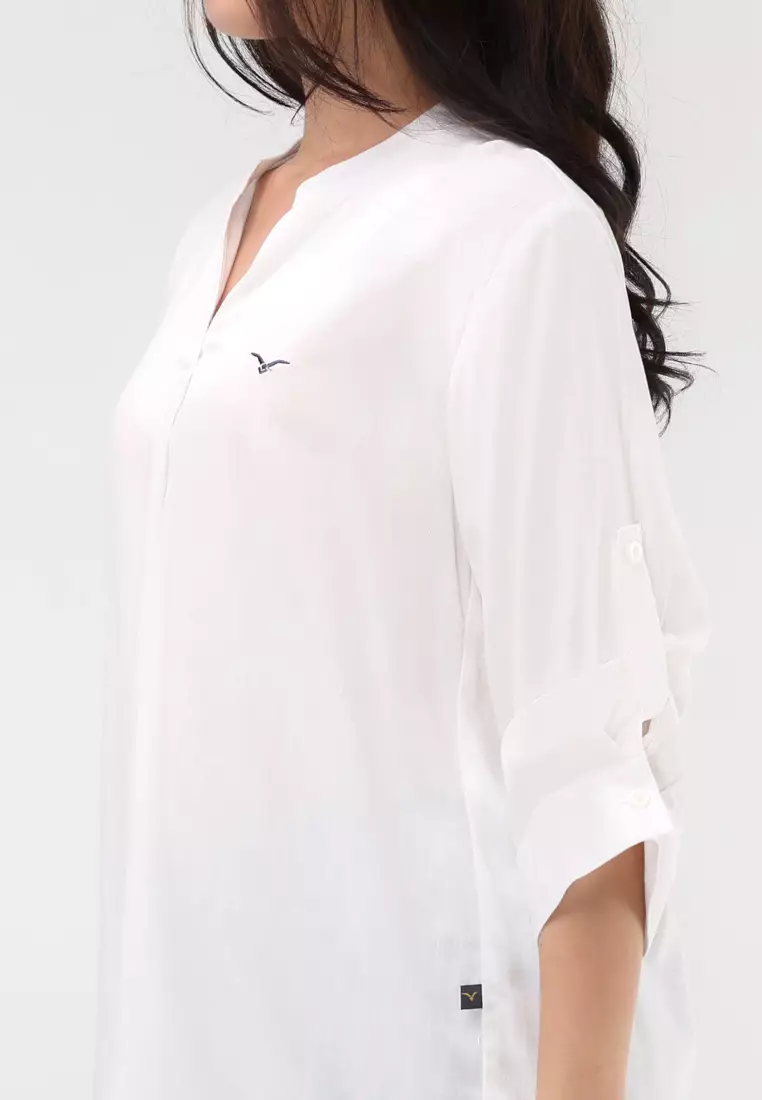 Woven Plain Soft Linen 3/4 Blouse