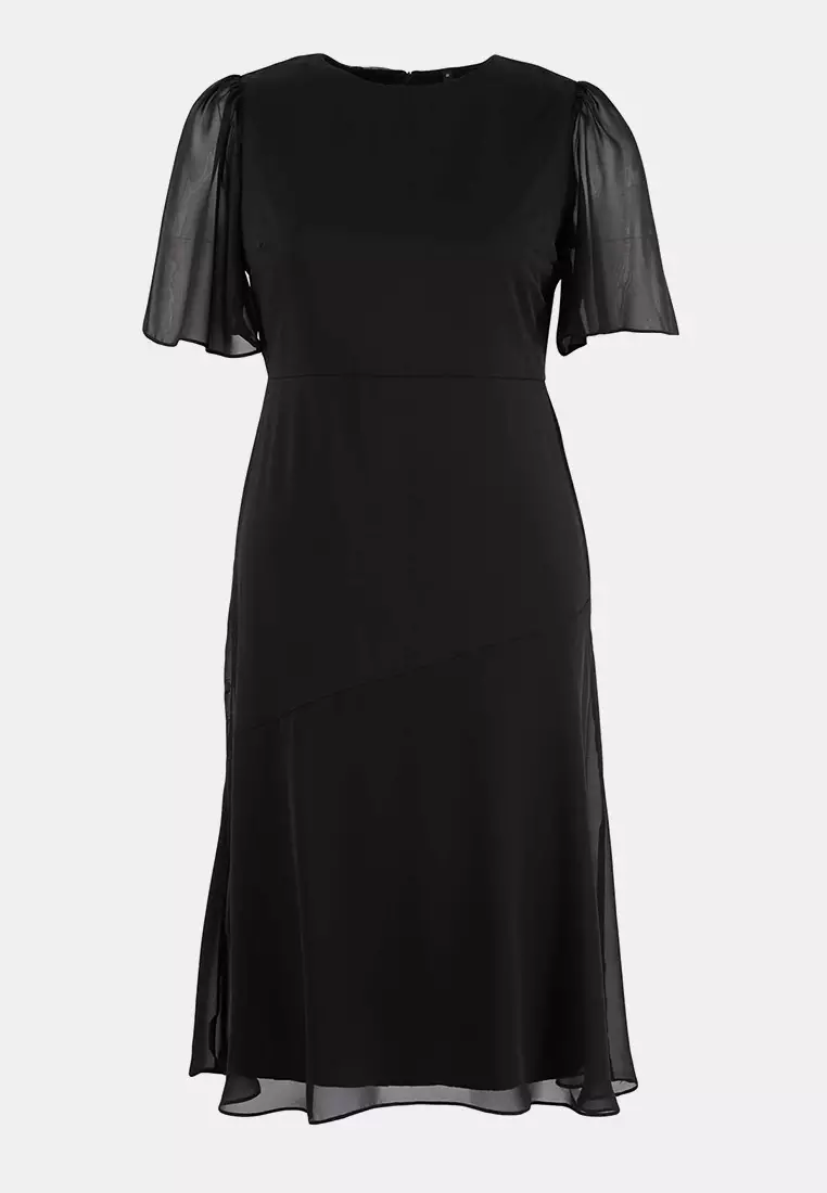 Black Chiffon Woven Plus Size Dress
