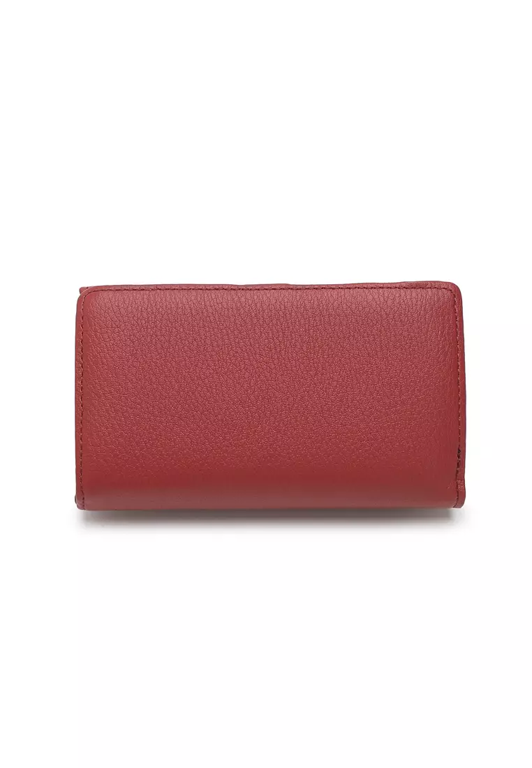 Red leather hot sale wallet womens