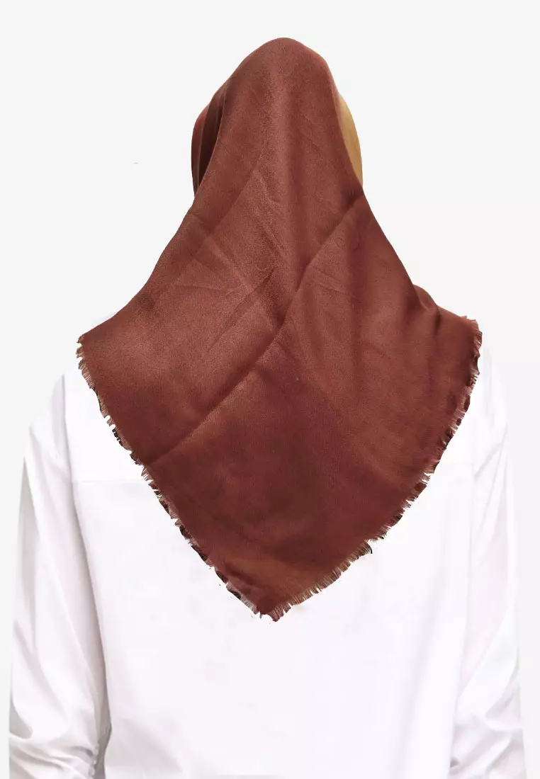 Rainbow Square Scarf Hijab Segi Empat Gradasi Pelangi Premium Shade Beige & Brown