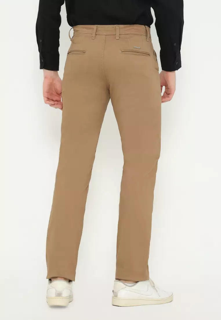 POLICE Celana Chino Panjang Cotton Premium Stretch Regular Fit Pria