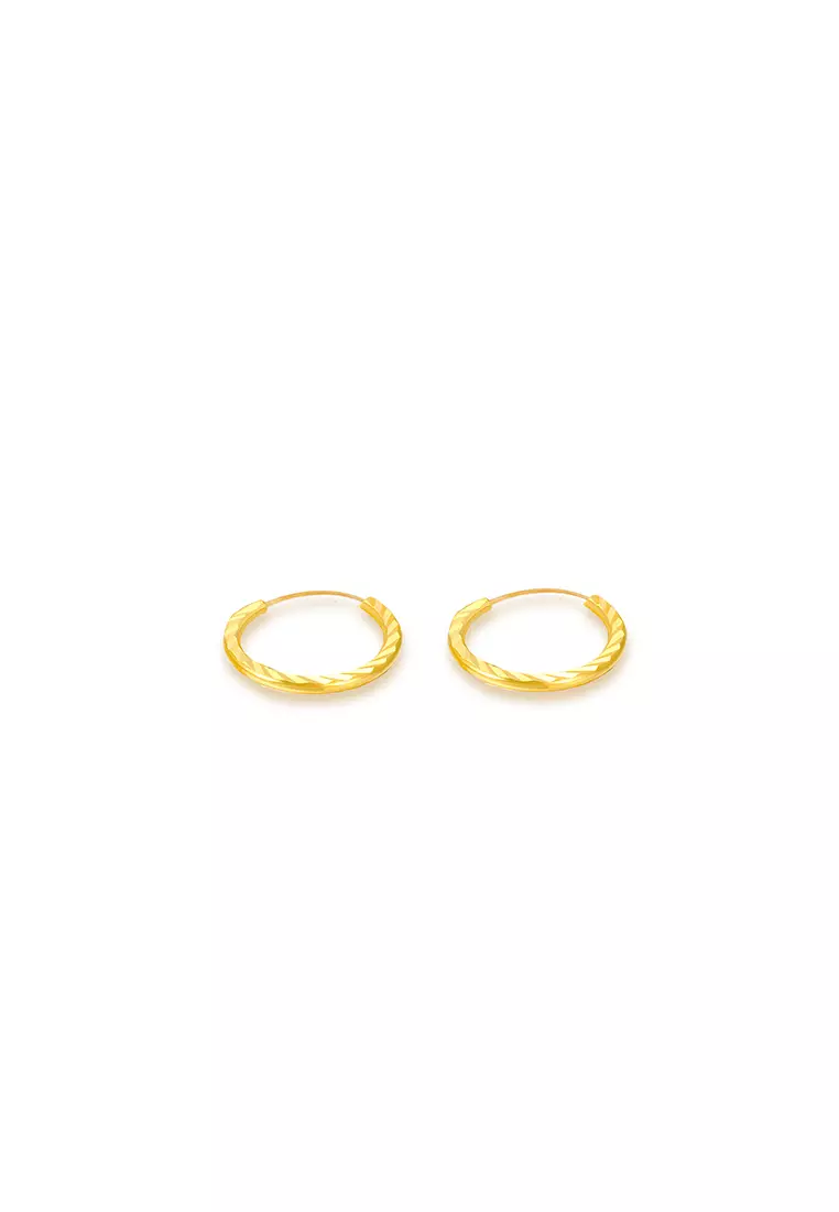 916/22K Gold Round Earrings S77B (S Size)