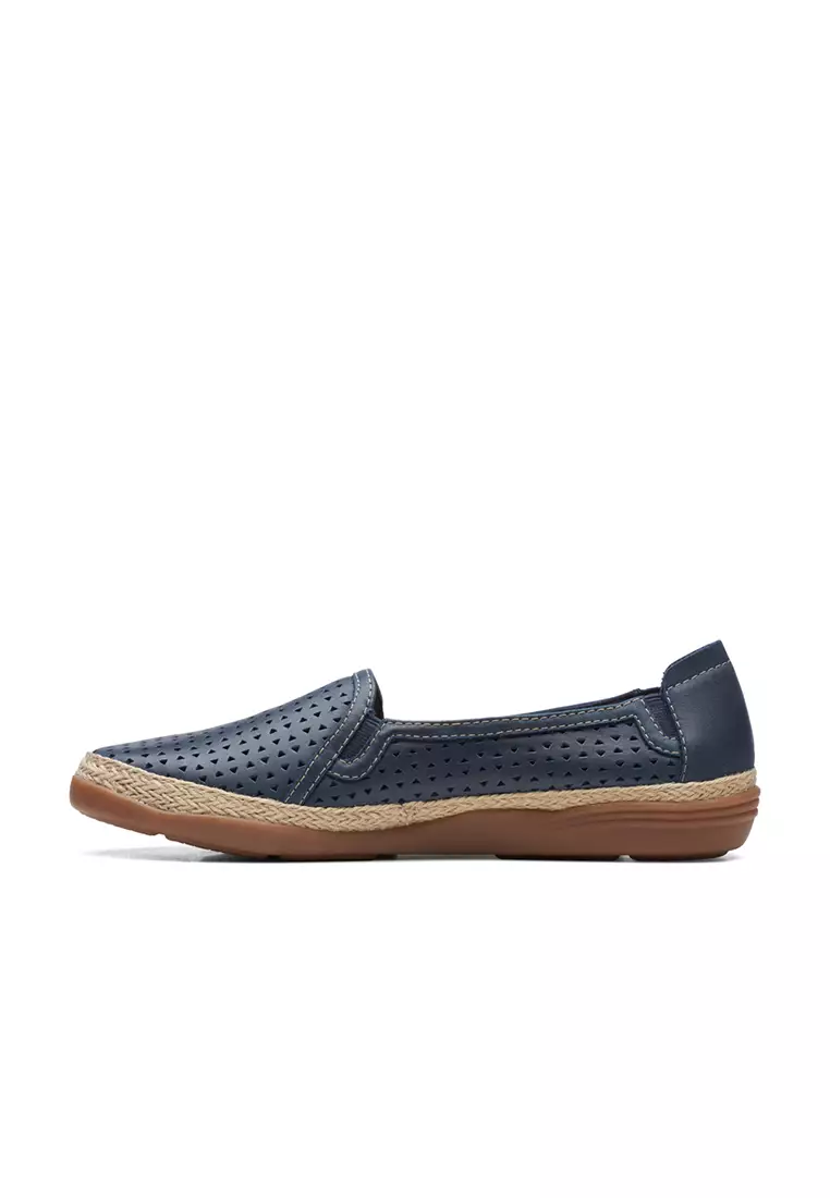 Womens Elaina Ruby Slip On Shoes Navy Leather - Wide Fit