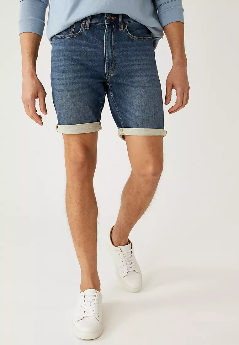 Marks and spencer denim shorts sales