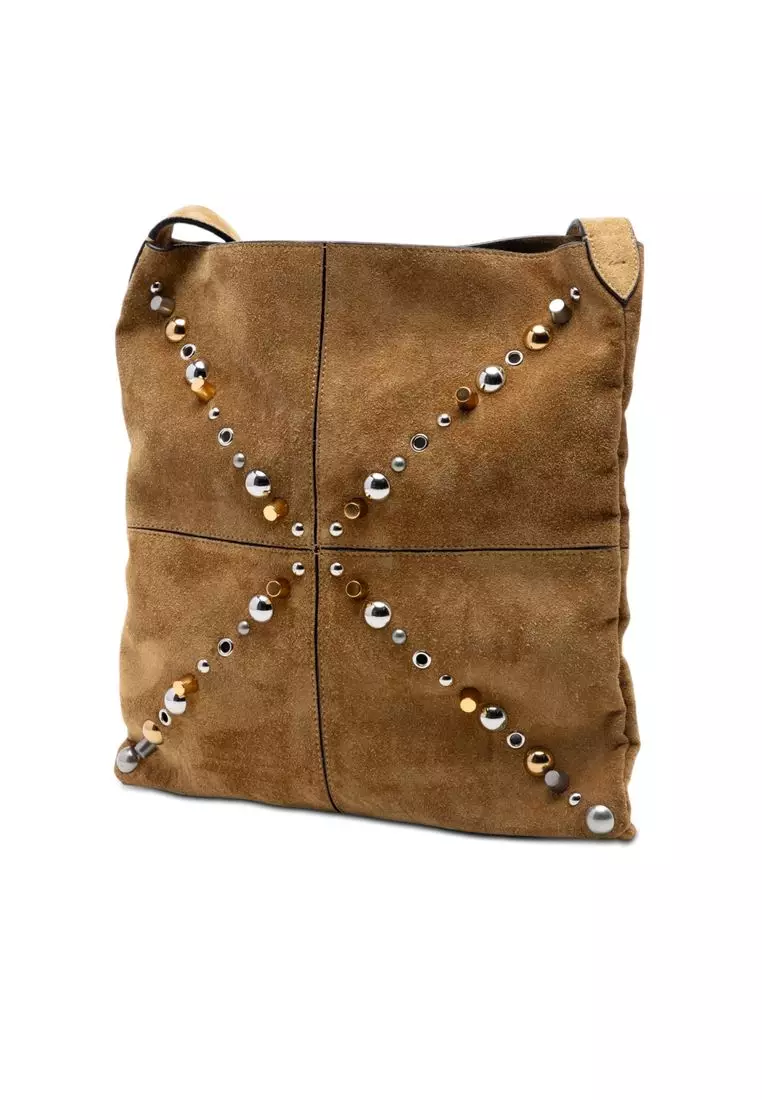 Pre-Loved Valentino Suede Studded Nellcote Fringe Crossbody