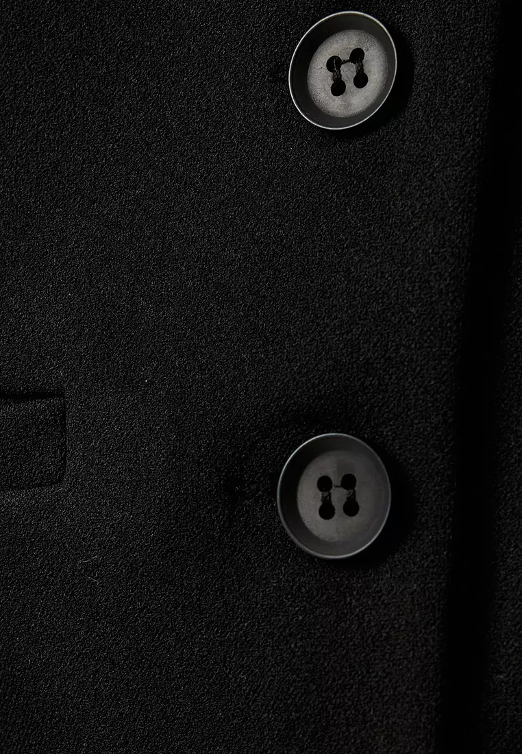 Blazer Jacket Buttoned V Neck Slim Fit Crepe Scuba Fabric