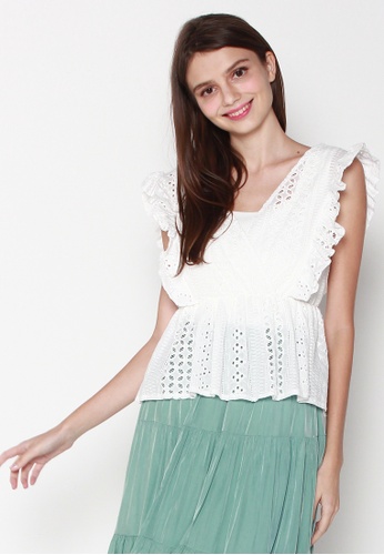 JOVET white Embroidered Wrap Top 6E338AAD7F0452GS_1