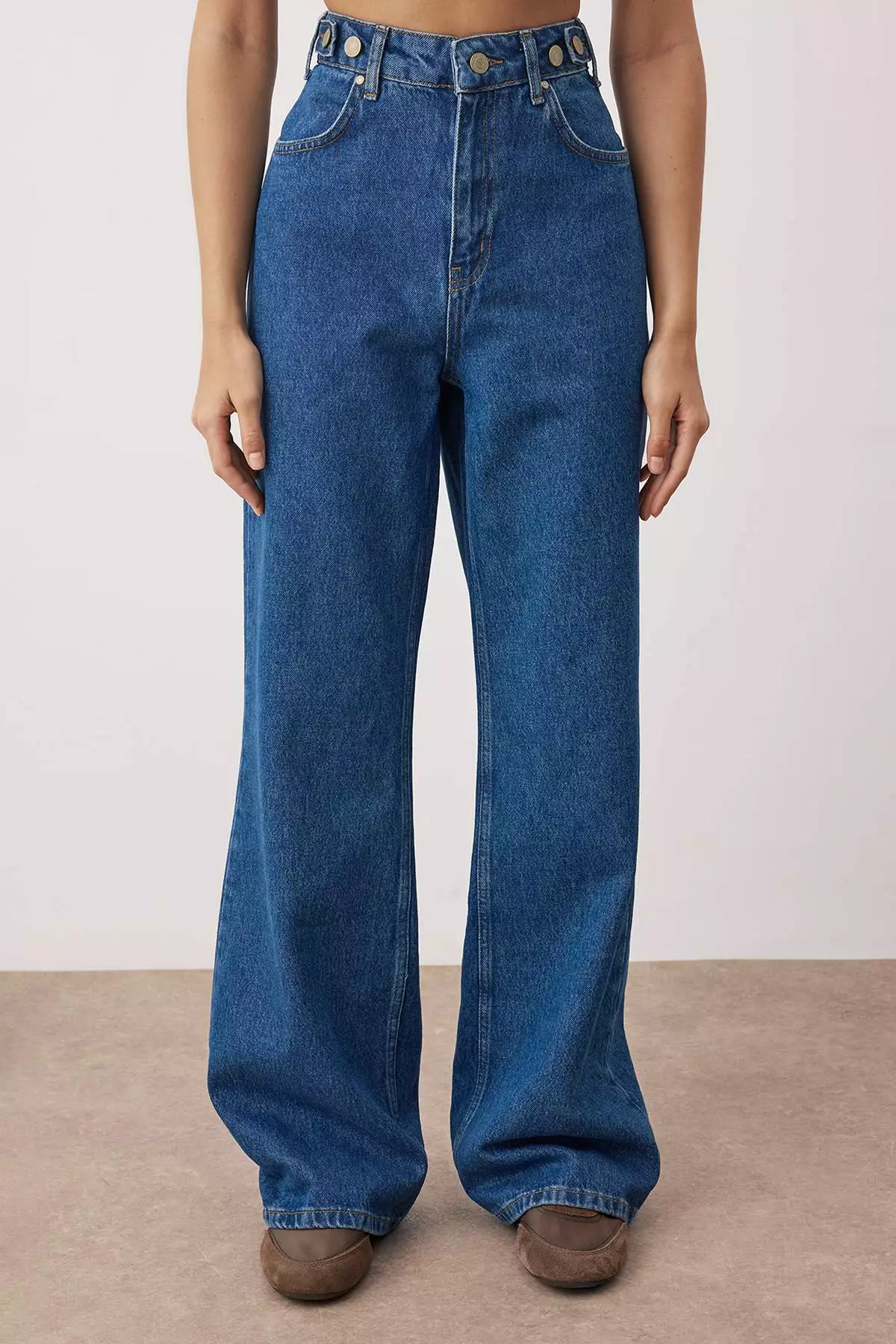 Blue High Waist Wide Leg Jeans