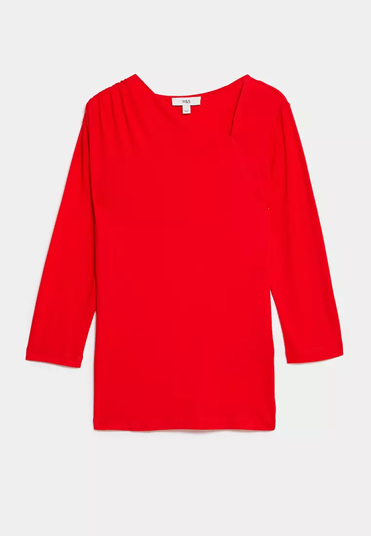 Jersey Asymmetric Neck Top