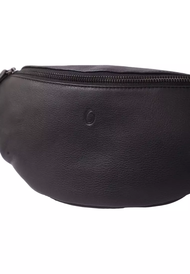 Leather Bum bag  waist  Pouch For Men - Small Leather Pouch - Cross Body Bag - Leather Bag unisex-SD02 BLACK