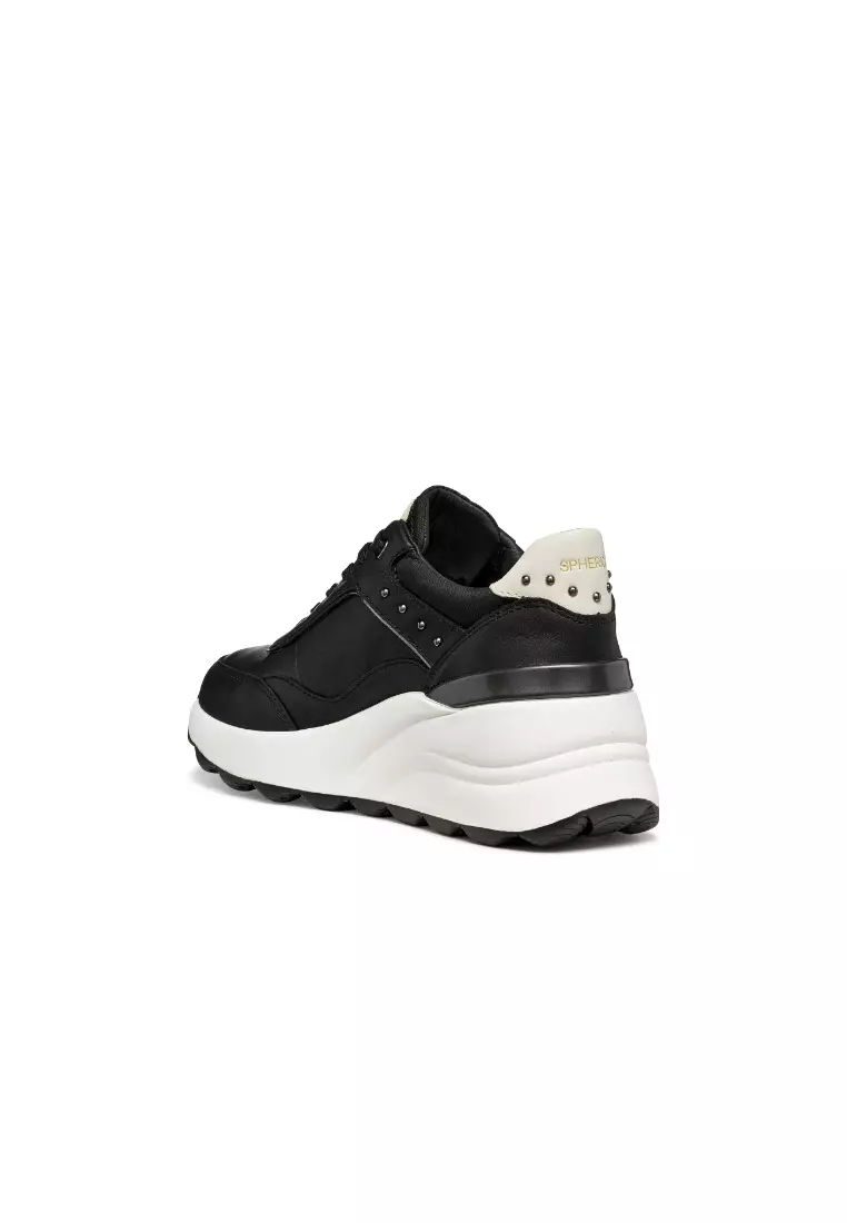 GEOX Ladies Spherica EC13 Wedge Sneakers - Black D65WAA-085BN-C9B1SS6