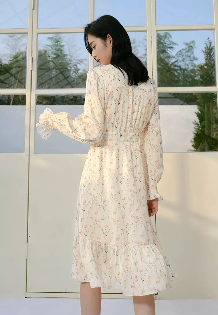 Ruffle Sleeve and Hem Summer Midi Dress