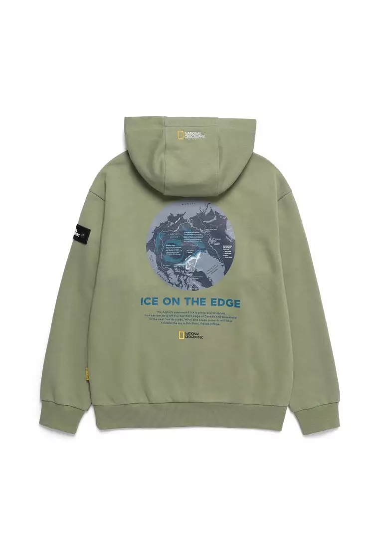 男女同款冰河圖案半寬鬆連帽衛衣