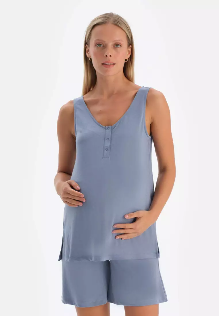 Indigo Maternity Tanktop, U-Neck, Regular, Strappy Loungewear for Women