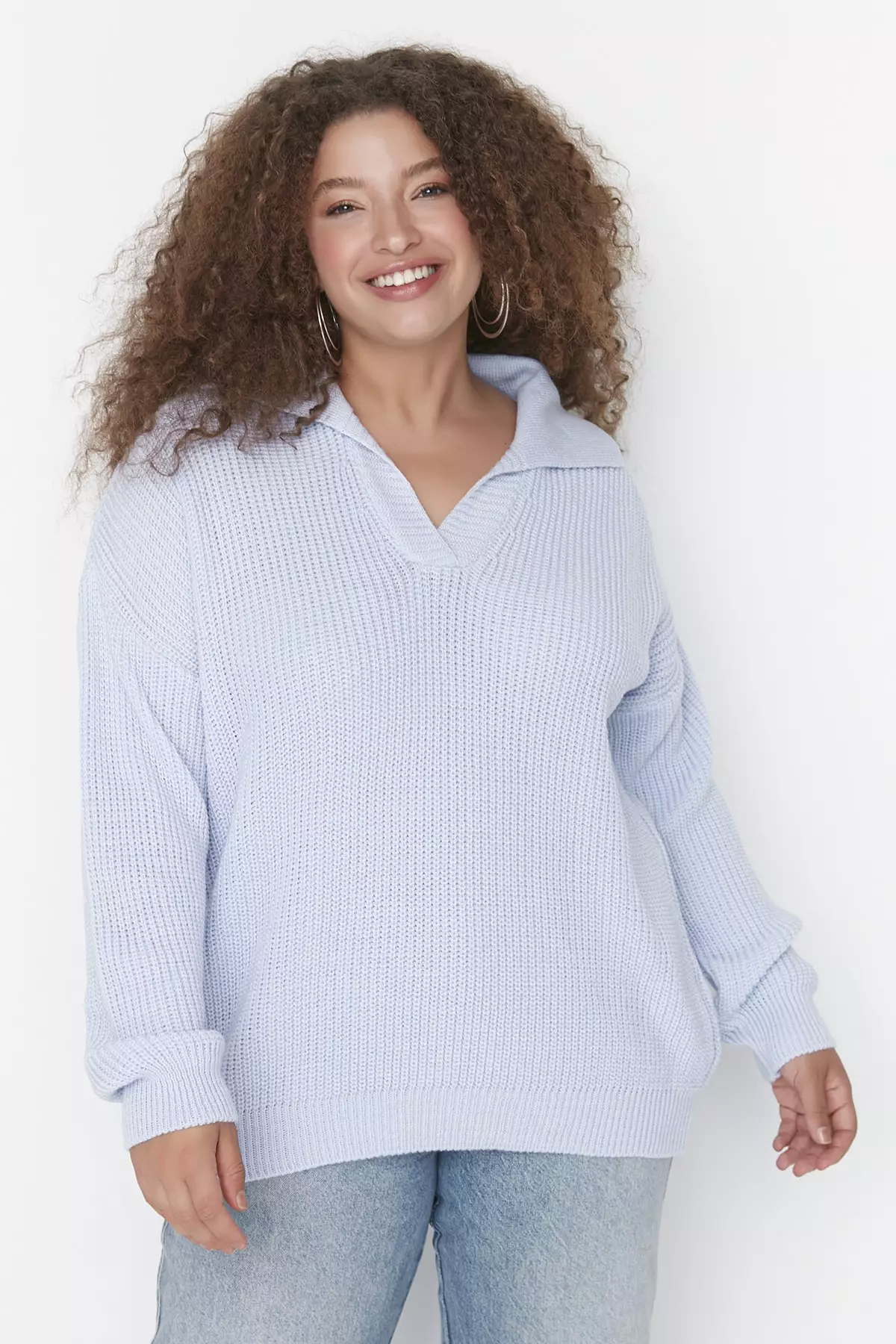 Light blue plus hot sale size sweater