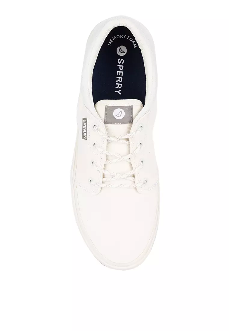 Mens white sales sperry sneakers