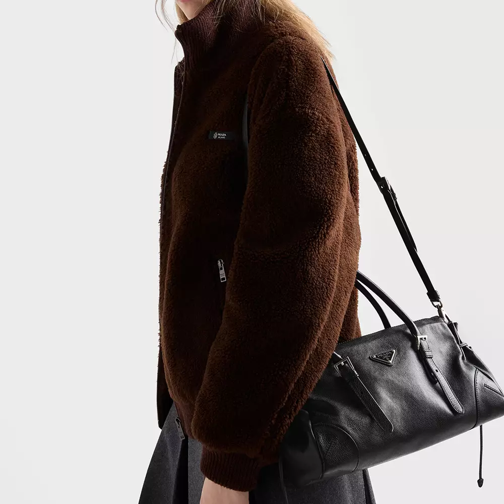 Bonnie Medium Antiqued Calfskin Leather Tote Bag Black