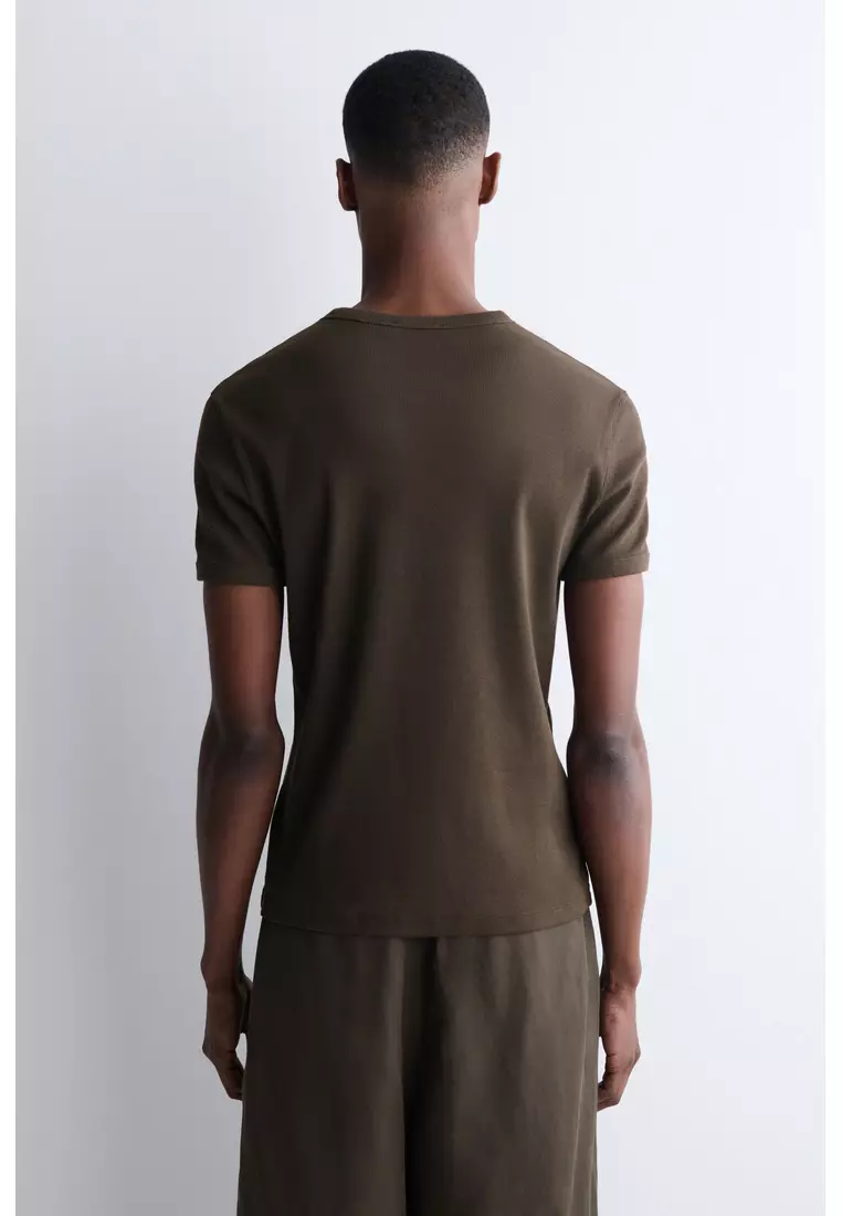 SLIM RIBBED COTTON T-SHIRT