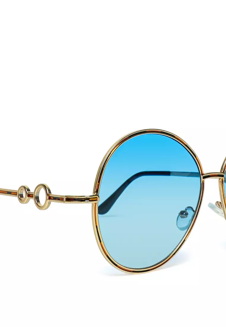 Blue Oversized Full Rim Oval Sunglasses