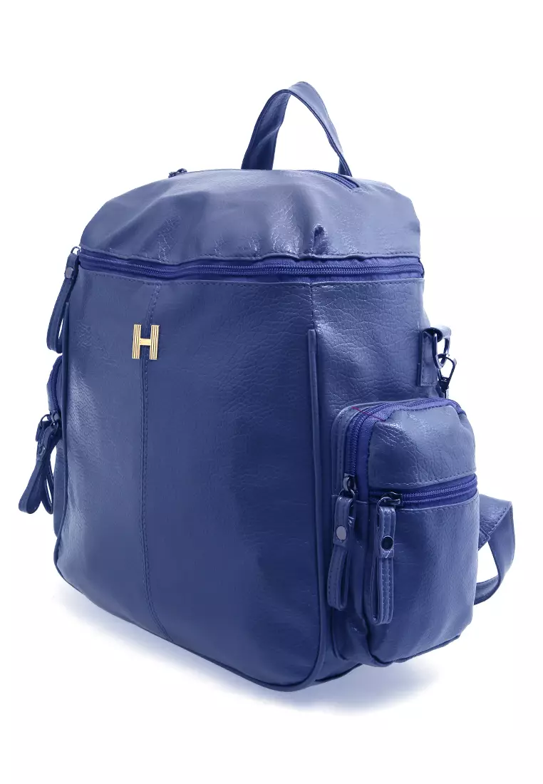 Afra Tas Ransel Wanita Large Compartment Backpack Uniqe Design Material Leather ORIGINAL - Blue
