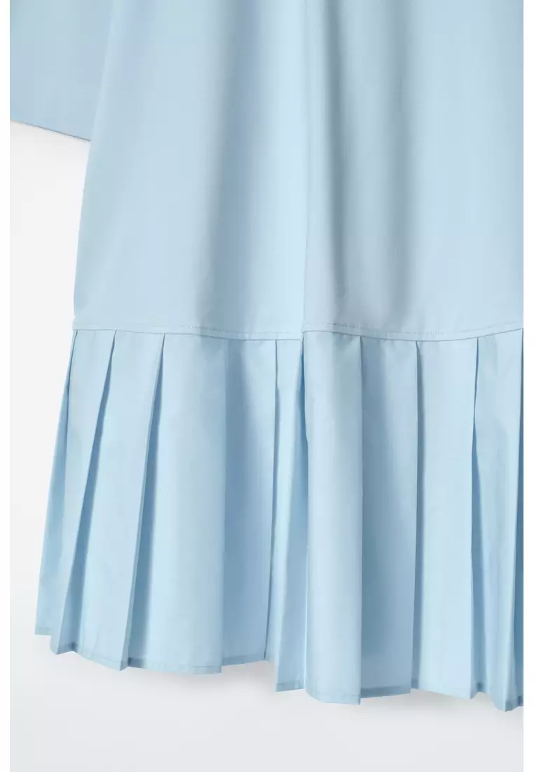 PLEATED DROPPED-WAIST T-SHIRT DRESS