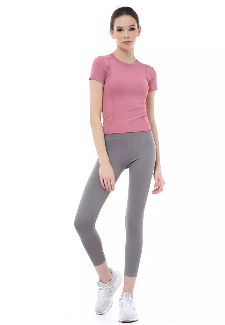 Mikayla Kaos Olahraga Wanita Simple Design Sporty T-Shirt Lengan Pendek Material Polyester ORIGINAL - Pink