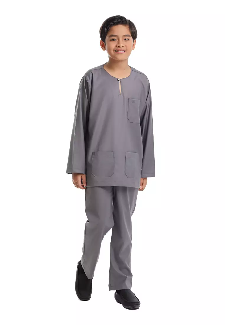 Forest x Hatta Dolmat Baju Melayu Teluk Belanga Budak - FK24104BM-03DkGrey