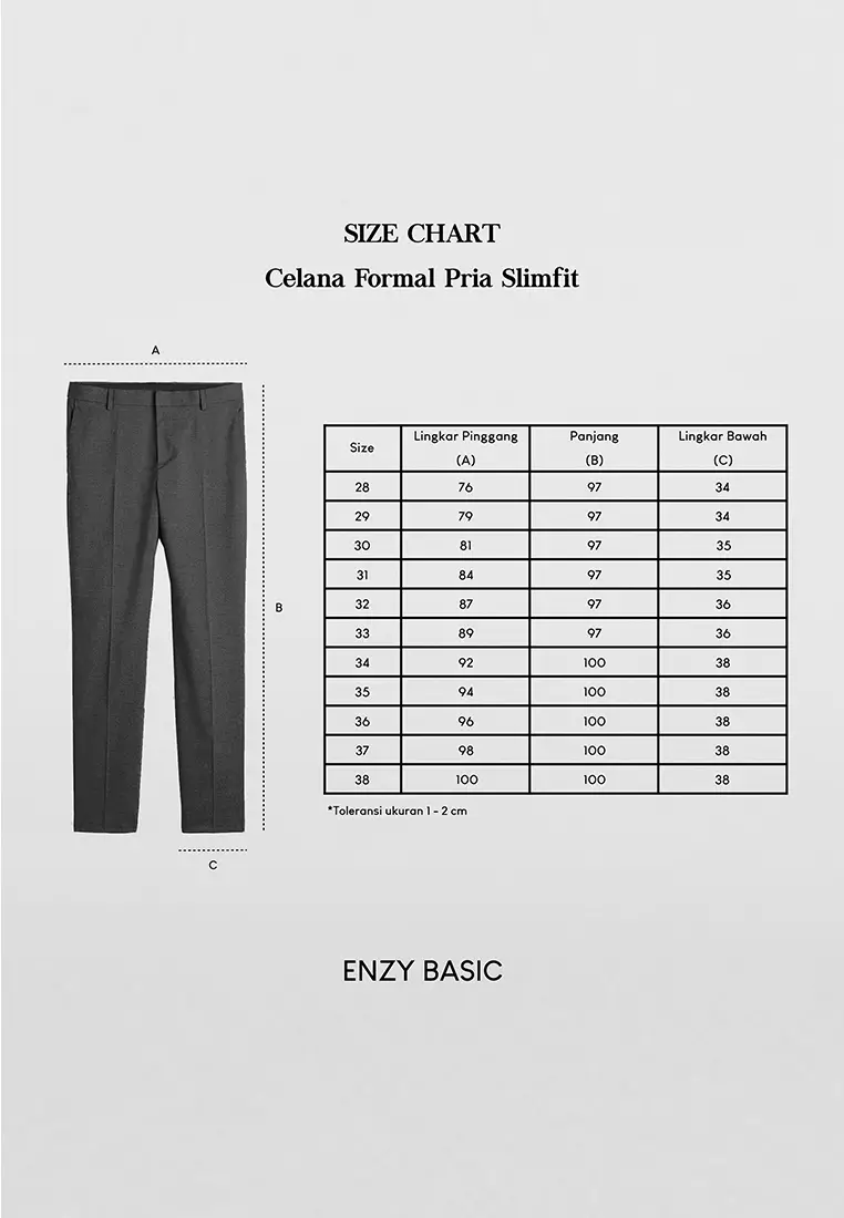 Enzy Basic Celana Formal Pria - Dark Grey